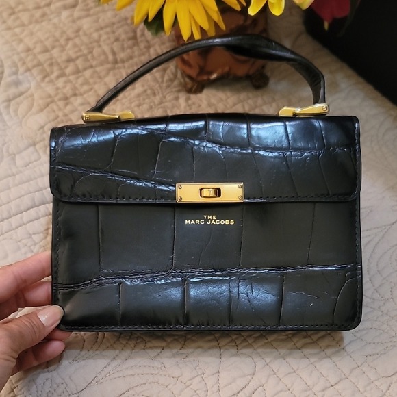 Marc Jacobs Handbags - Marc Jacobs Black Croc-Embossed Mini Bag